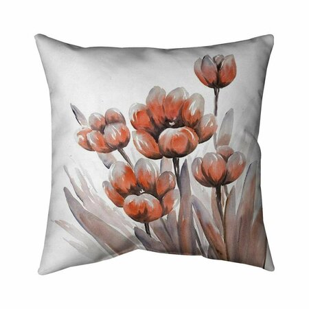 BEGIN HOME DECOR 20 x 20 in. Watercolor Red Flowers-Double Sided Print Indoor Pillow 5541-2020-FL170